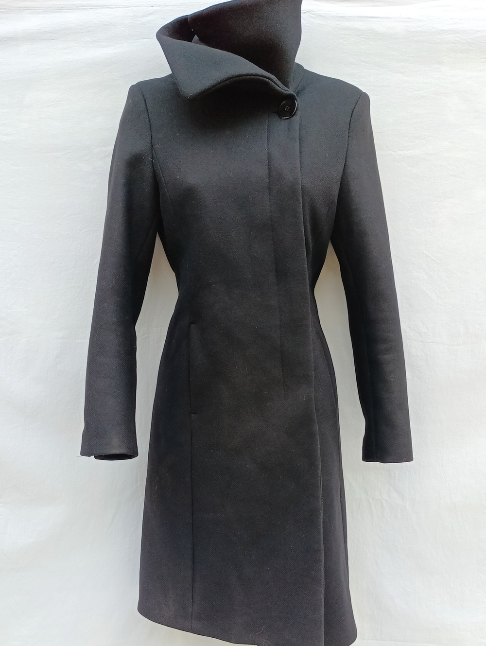Zara Black Tailored Trench Coat with High Collar